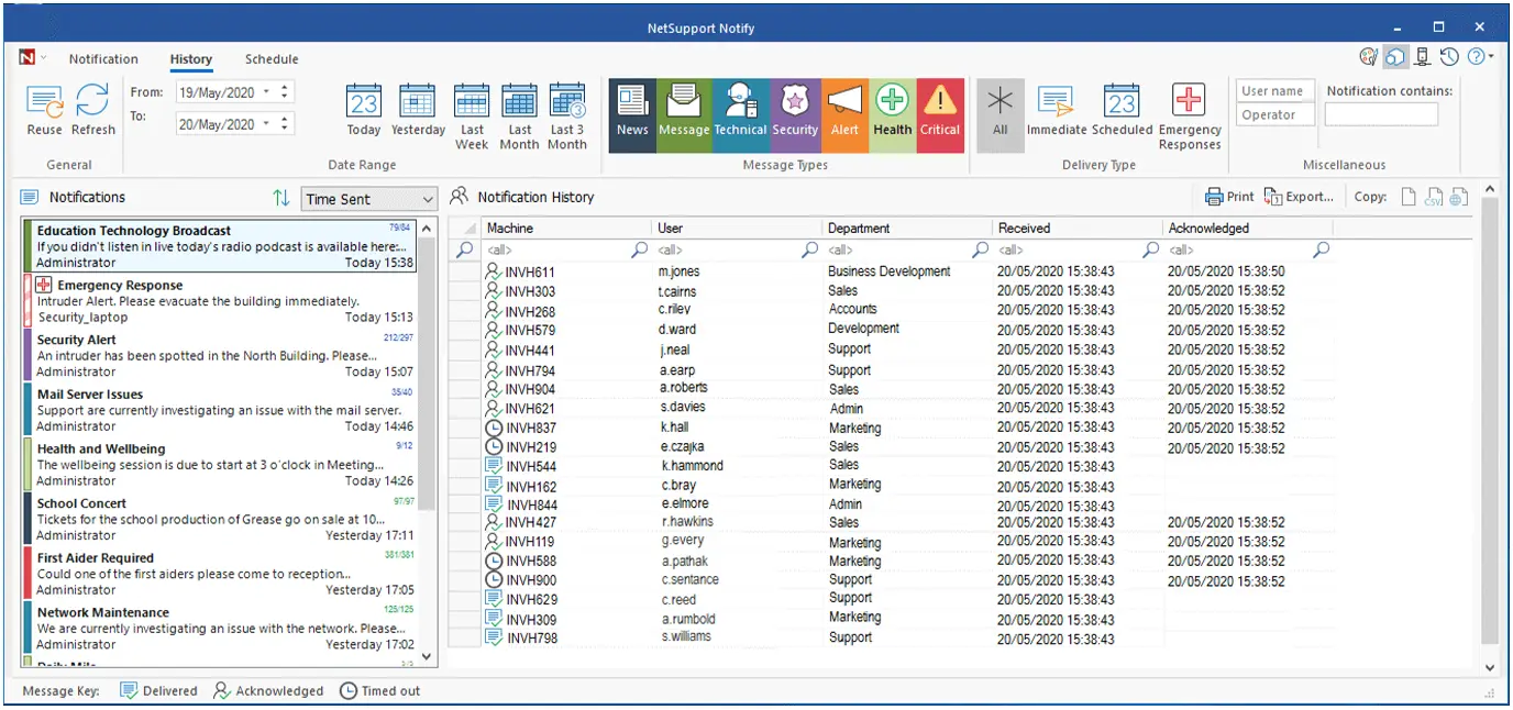 screenshot of NetSupport Notify